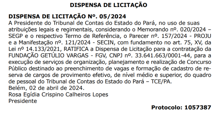 Concurso Tce Pa Vagas Autorizadas Banca A Fgv