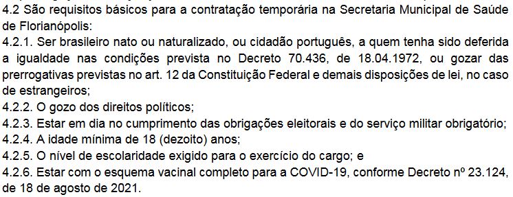 Processo seletivo Prefeitura de Florianópolis: requisitos