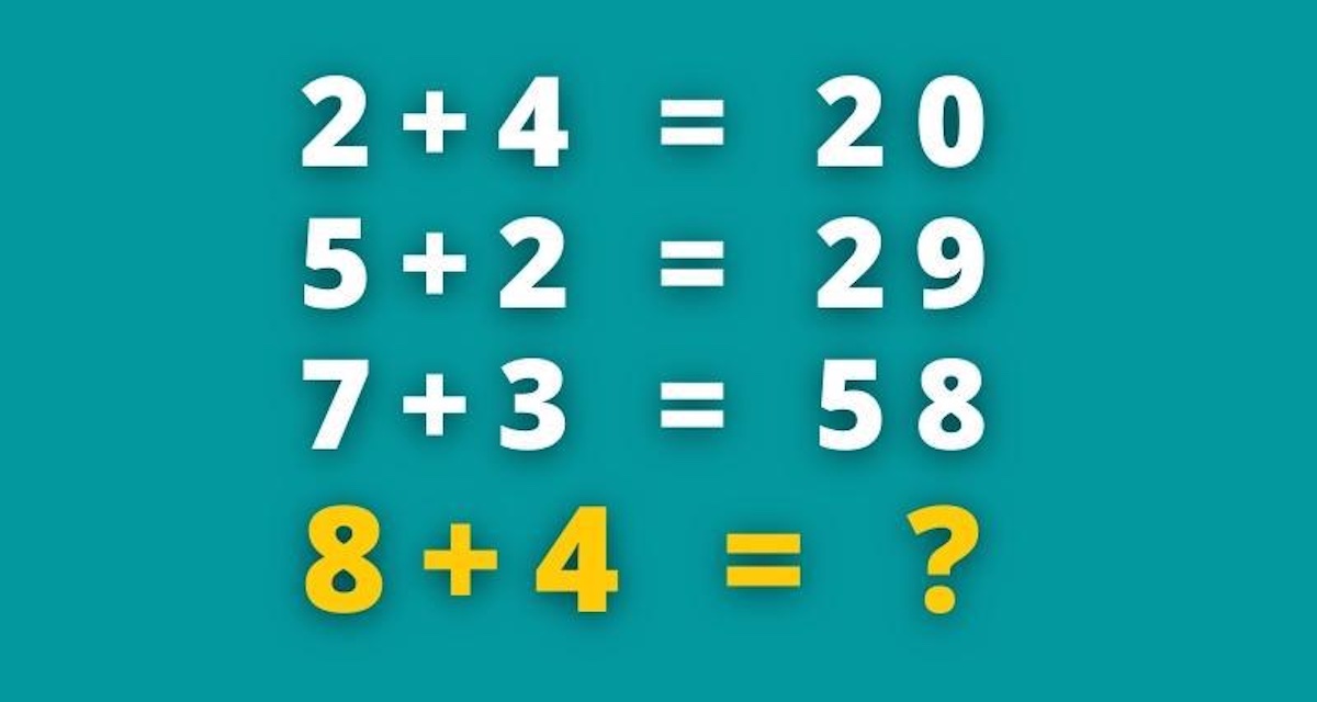 Teste de matemática exata, desafio 1+4=5, 2+5=12, 3+6=21, 5+8=? - Gênio Quiz