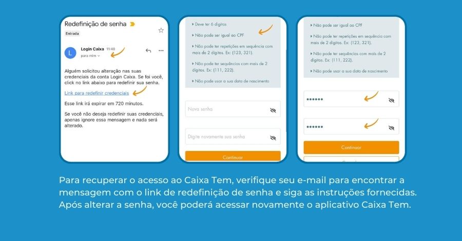 recuperar acesso do caixa tem, regularizar acesso caixa tem pelo e-mail, regularizar acesso caixa tem pelo celular, esqueci a senha do caixa tem e não tenho acesso ao email, troquei de celular como recuperar o caixa tem, entrar no caixa tem, liberar acesso caixa tem, link para redefinir credenciais caixa tem