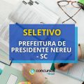 Prefeitura de Presidente Nereu – SC abre processo seletivo