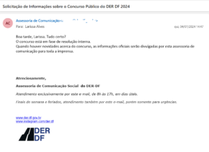 Declaração de atualização de concurso DER DF 2024