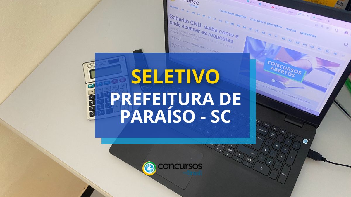 Prefeitura de Paraíso – SC seta cartaz de seletivo