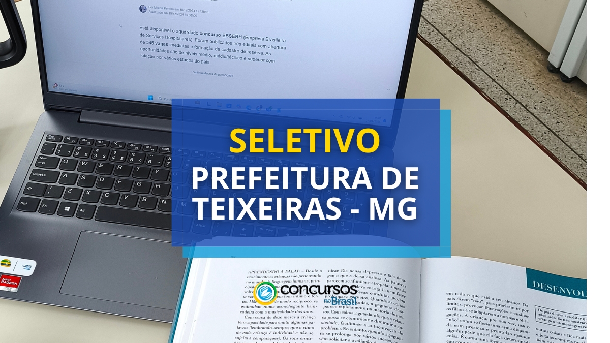 Prefeitura de Teixeiras – MG: cartaz de seletivo na dimensão da Delicadeza