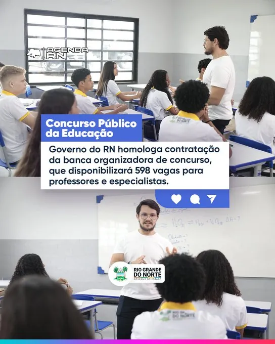 Anúncio do concurso Professor RN na rede social X (antigo Twitter).